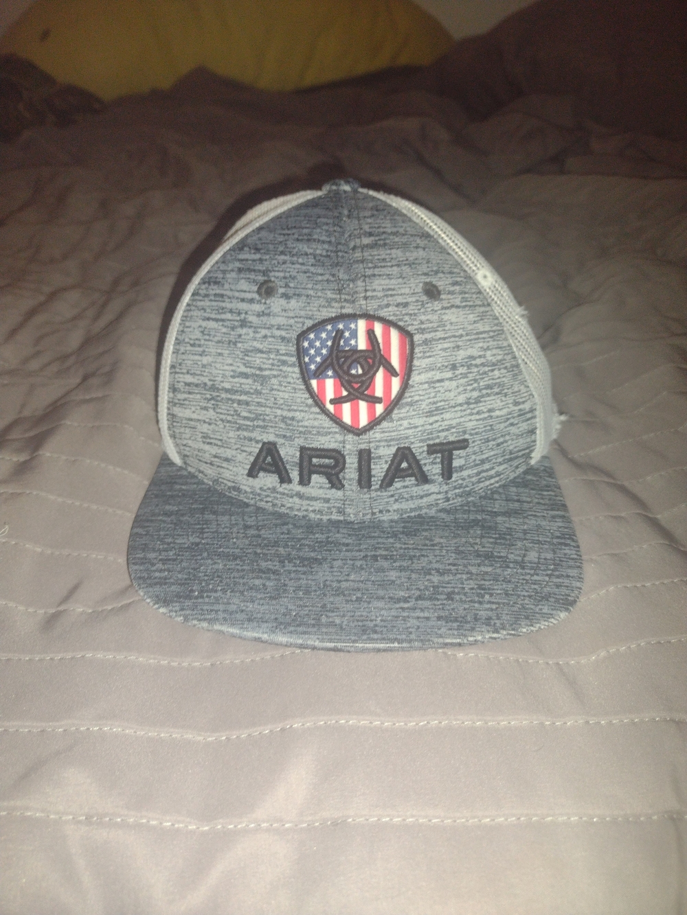 Ariat Heather Gray Mesh-Back Hat with American Shield Patch